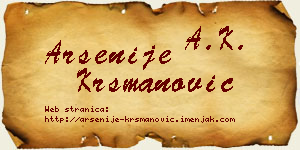Arsenije Krsmanović vizit kartica